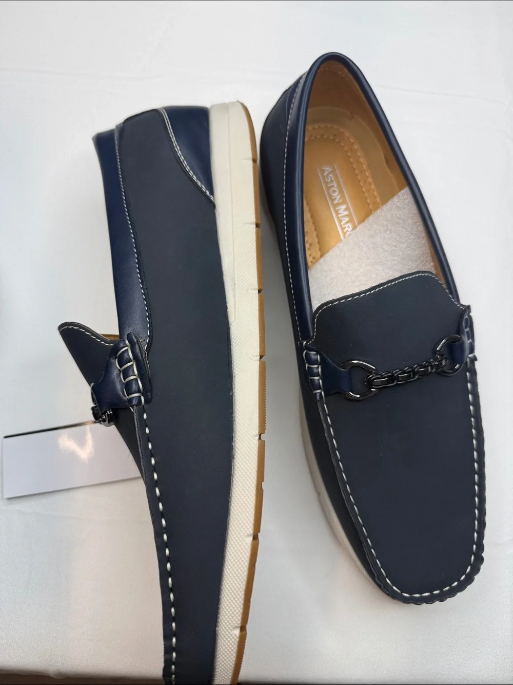 navy blue Aston Marc horsebit driver loafers size 10.5